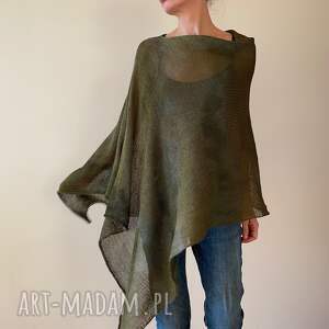 Prezent Narzutka bawełniana khaki, ponczo, tunika, bawełna