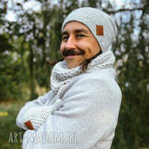 Explorer “Wybielony szary”, męska czapka merino