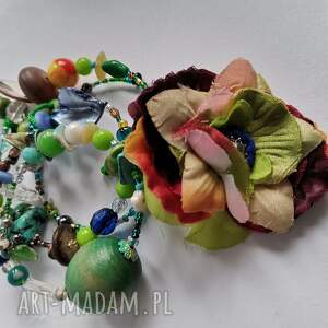 handmade bransoletka drut pamięciowy z kwiatami bardzo duża i bogata, trzeba lubić taki