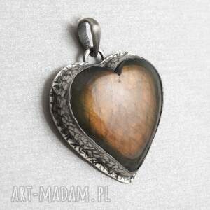 Labradoryt i srebro - wisior serce 1927a