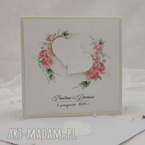 kartka na ślub w ozdobnej kopercie, wzór w84c personalizowana