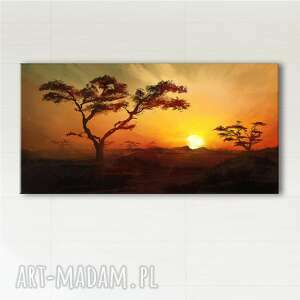 obraz - afryka 1 płótno malowany, pejzaż, krajobraz, afrykański, zachód
