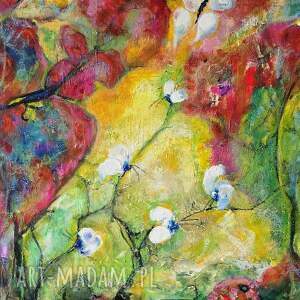 Efekt motyla 8 - obraz akrylowy 50x40 cm z motylem i kwiatami