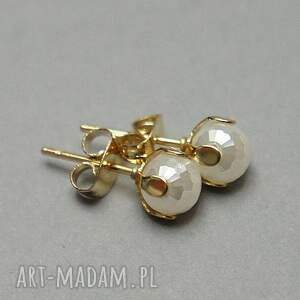 dots - pearls white /alloys collection/ sztyfty, perły majorka, stal