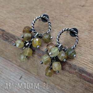 delikatne sztyfty z granatem grossular grossualr, kolczyki