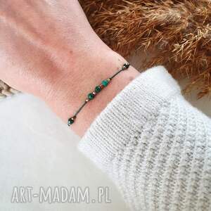 Delikatna bransoletka z malachitem i hematytem - handmade