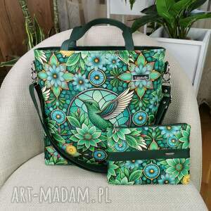 Prezent Torebka damska shopperka z kosmetyczką miejska na ramę