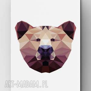 niedźwiedź A3 plakat, grafika, miś, lowpoly, dekoracje