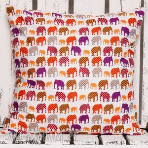 poduszka słonie 40x40cm - pomarańcz od majunto poduszki dziecięce
