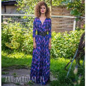 elle - violet mix maxi, długa, elastyczna, krata