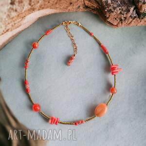 handmade naszyjnik orange: choker: summer collection: pomarańczowy naszyjnik
