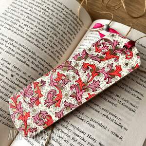 Zakładka do książki vintage - Różowe Esy Floresy z decoupage