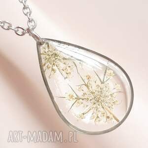 handmade naszyjniki naszyjnik kropla z prawdziwymi dzikimi kwiatami koronkowa kropla
