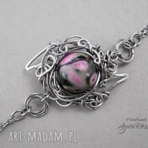 hand-made bransoletka z agatem, wire wrapping