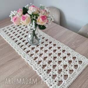 bieżnik prostokątny ze sznurka szydełkowy 32cmx88cm, do jadalni