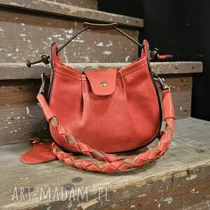 Mała torebka skórzana Mili rękodzieło, zamszowa