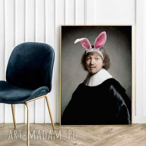 plakat króliczek rembrandta - format 40x50 cm do salonu, domu