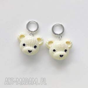 miś kolczyki zawieszka, srebro