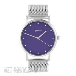 zegarek - fioletowy bransoleta mesh, metalowa klasyczne niej, prezent