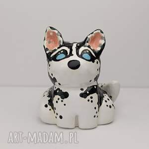 zwierzaki figurka husky pies ręcznie malowana mała dekoracyjna, zwierzę