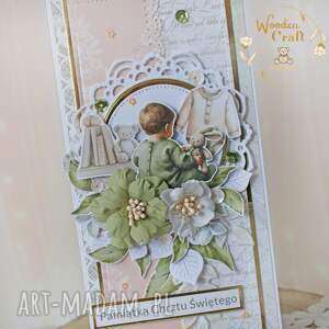 Prezent Kartka, pamiątka na chrzest, roczek, narodziny PeachBabyBoy