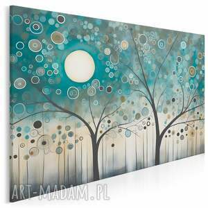Obraz do salonu - ABSTRAKCYJNE DRZEWA Z KSIĘŻYCEM W TURKUSIE - 70x50