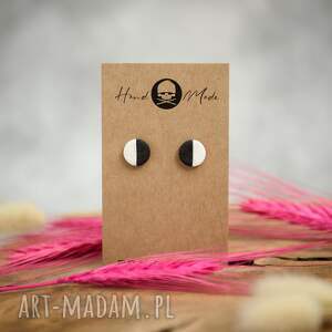 kolczyki dots half - czarno-białe glinka polimerowa