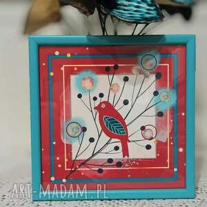 obrazek Ptaszek na gałęzi III, jesienna ilustracja