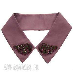 handmade naszyjniki kołnierzyk z sutaszem - collar brown soutache