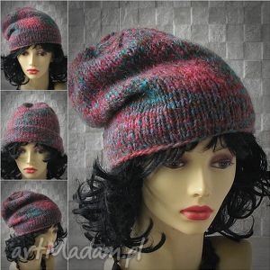 czapka wykonana ręcznie beanie slouchy, zima, miękka, kobieta