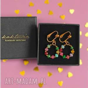 Kolekcja WIANKI: urocze klipsy: jadeit multicolor