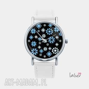 zegarek z grafiką śnieg, mróz zima, płatki święta, świąteczny