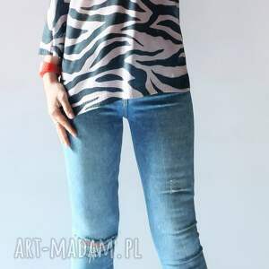 sweter damski oversize zebra prezent, luźny