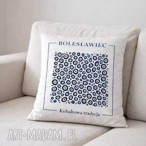 poszewka - motyw ceramiki bolesławieckiej na welurze tapicerskim, poduszka
