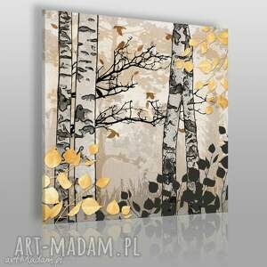 obraz na płótnie - drzewa brzozy - 80x80 cm - VAKU DSGN dom