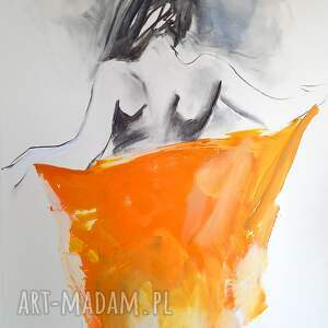 orange 100x70 obraz do salonu, zmysłowy obraz, pastelowy kobieta duży
