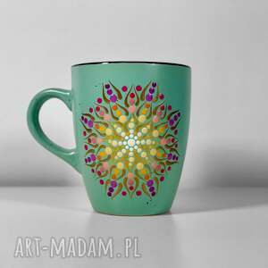 unikalny kubek z ręcznie malowaną mandalą prezent