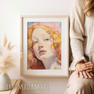 plakat portret kobieta dziewczyna róż - format 40x50 cm na prezent