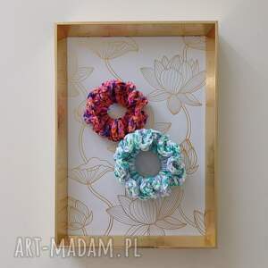 tulibaba zestaw gumek do włosów, scrunchie frotka, ręcznie robiona, szydełko