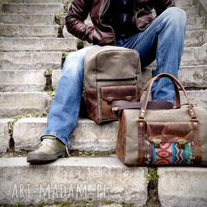 prezent ślubny zestaw podróżnych plecak i torba crazy horse brązowa skóra
