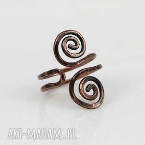 wężowy - rozm m miedziany pierścionek 2510 20 ooak słowiańska biżuteria