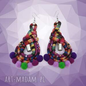 beezoo kolczyki boho montezume plait pompons, z pomponami