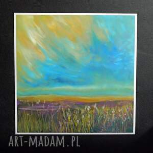 Złoty wiatr - oryginalny obraz pastelą olejną 30x30 cm