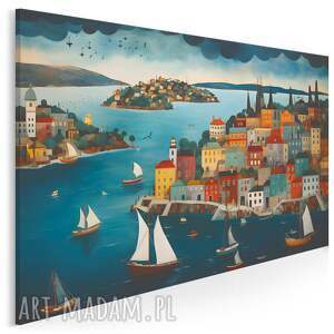 obraz na płótnie - miasto las port kolorowy - 120x80 cm (106201)