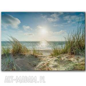 obraz na płótnie - 100x70 cm plaża widok morze 1 0728, pejzaż morski styl