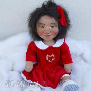 dom lalka artystyczna z runa owczego i trykotu de witte engel - haftowane oczy