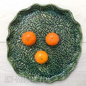 handmade ceramika fantazyjny dekoracyjny talerz w zieleni