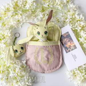 handmade maskotki króliczek z łóżeczkiem - limonka - seria kochany
