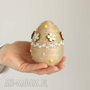 sznurkowa pisanka jajko wielkanocne dekoracja na wielkanoc, eko jajko