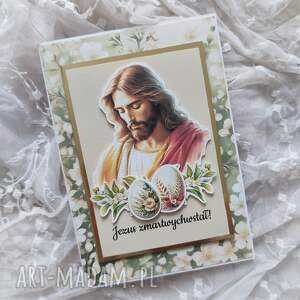 handmade scrapbooking albumy kartka wielkanocna z jezusem zmartwychwstałym